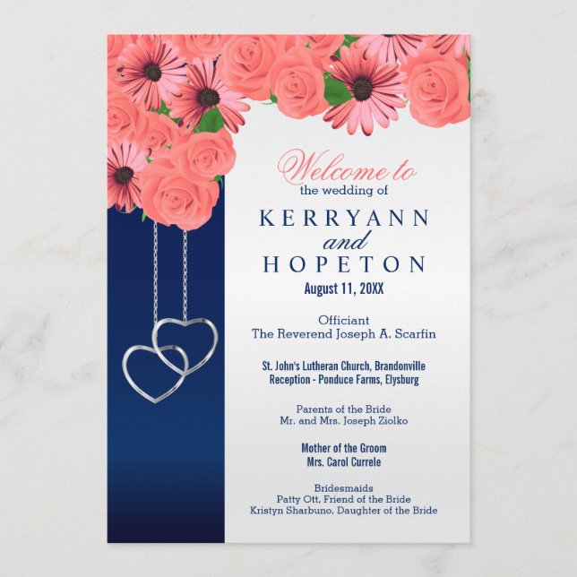 Flores de coral e Marinho azul - Programa (Frente)