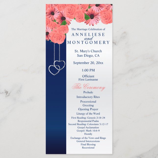 Flores de coral e Marinho azul - Programa (Frente)