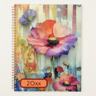 Flores de cores brilhantes 20XX Planejador espiral