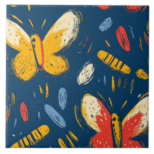 Flores de Crayon e Borboleta