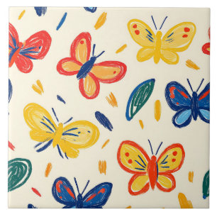 Flores de Crayon e Borboleta