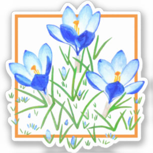 Flores de Crocus Azuis e Brancos Adesivos Personal