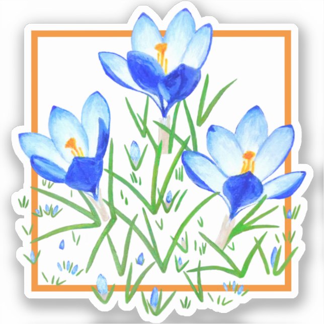 Flores de Crocus Azuis e Brancos Adesivos Personal (Frente)