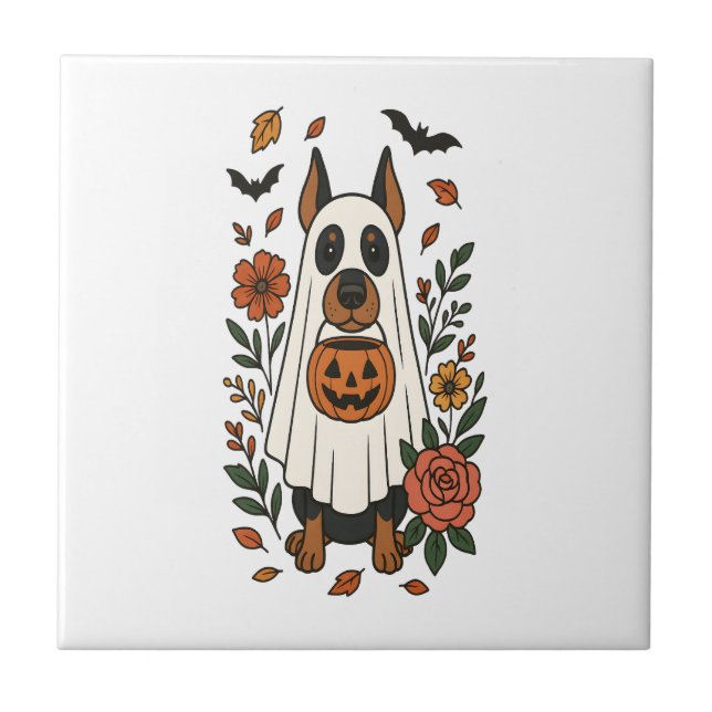 Flores de Doberman Pinscher de Halloween (Frente)