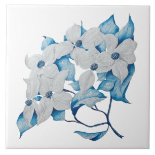 Flores de Dogwood em um Azulejo cerâmico