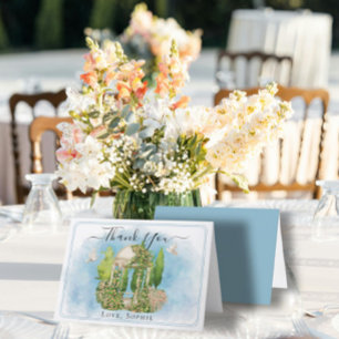 Flores de estátua Gazebo pombas Cartões de agradec