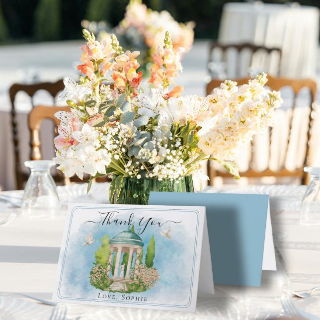 Flores de estátua Gazebo pombas Cartões de agradec (Criador carregado)