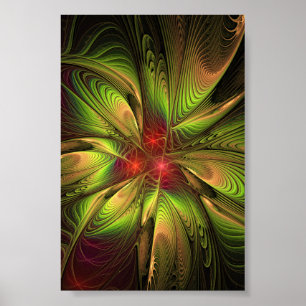 Flores de fantasia fractal suaves e tenra poster