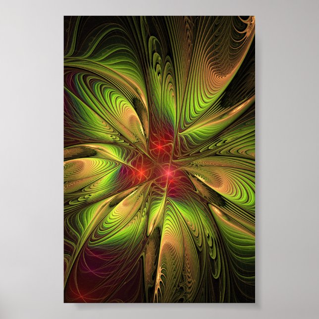 Flores de fantasia fractal suaves e tenra poster (Frente)