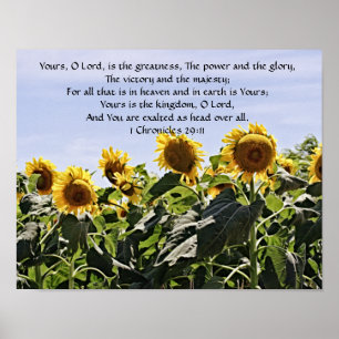 Flores de Fé 1Crônicas 29:11 Poster de Arte