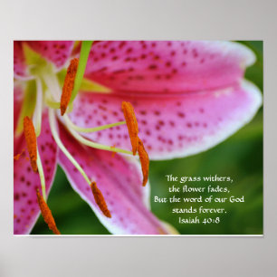 Flores de Fé Isaiah 40:8 Poster de Arte