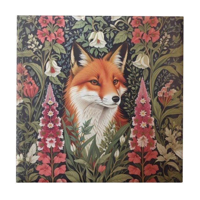 Flores de Fox e Foxglove William Morris Inspirado (Frente)