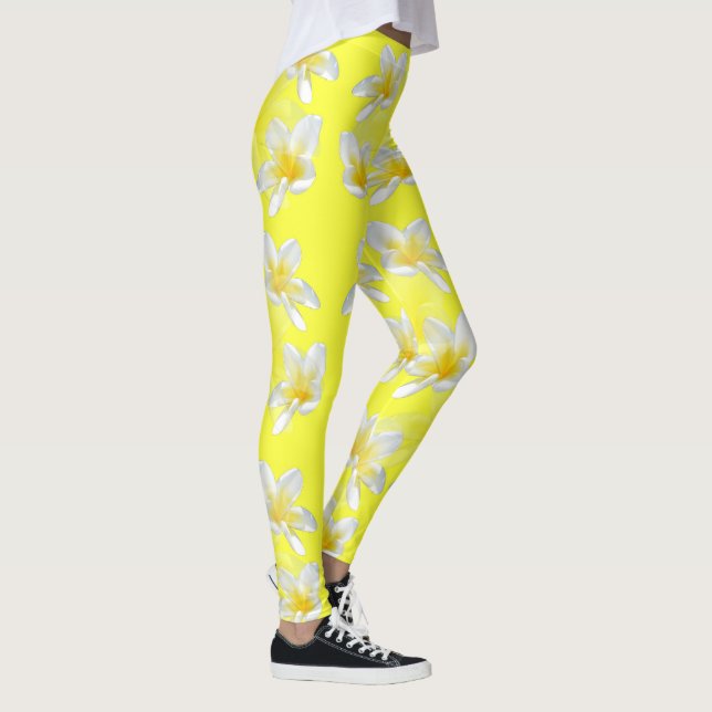 Flores de Frangipani Amarelas e Brancas, Leggings  (Direita)