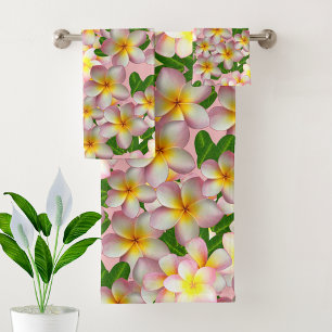 Flores de Frangipani Plumeria em Jogo de Toalhas d