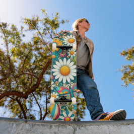 Flores de Hippie Coloridas Retro Quadro de Skate U