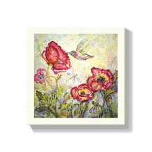 Flores de Hummingbird Canvas de Impressão de Aquar