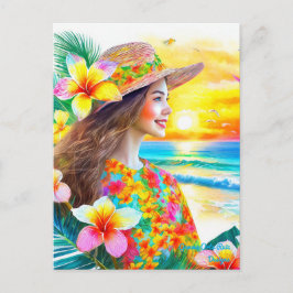 Flores de inspiração tropical e cartão postal do m