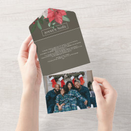 Flores de Inverno Joyeux Noël Cartão de Natal Eleg