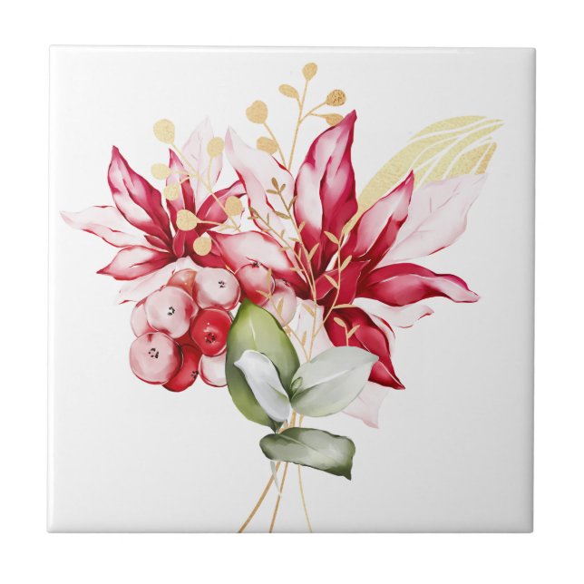 Flores de inverno vermelhas poinsettia aquática (Frente)