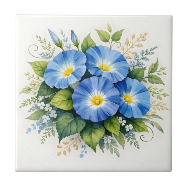 Flores de Ipoméia Azul Aquarela  (Frente)