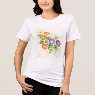 Flores de ipoméia roxas e laranjas