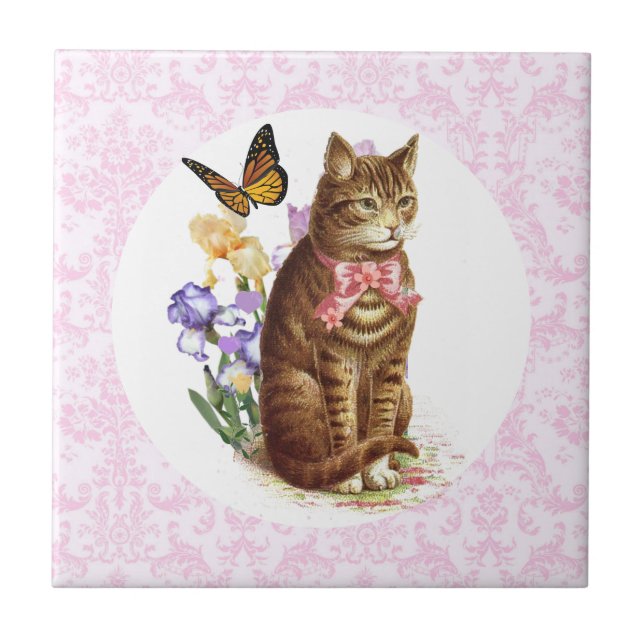 Flores de Íris de Gato Antigo e Borboleta (Frente)