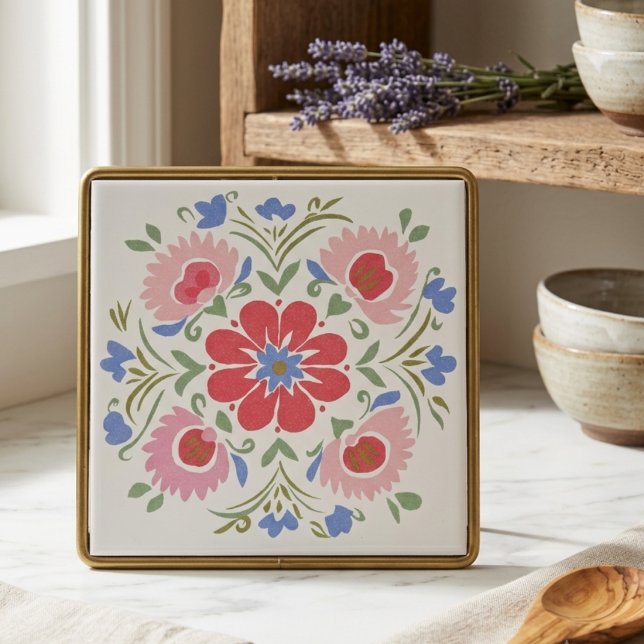 Flores de Jardim Botânico Floral Decorativas (Floral Botanical Decorative Garden Flowers Ceramic Tile
)