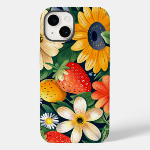 Flores de Jardim de Verão Padrão de Morango