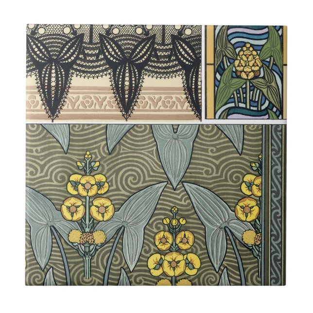 Flores de Jardim em Arte Nova Antiga com Motivo de (Frente)