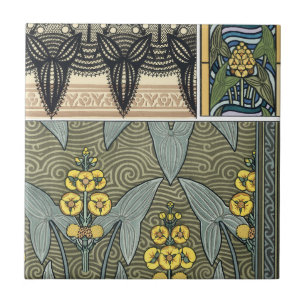 Flores de Jardim em Arte Nova Antiga com Motivos d