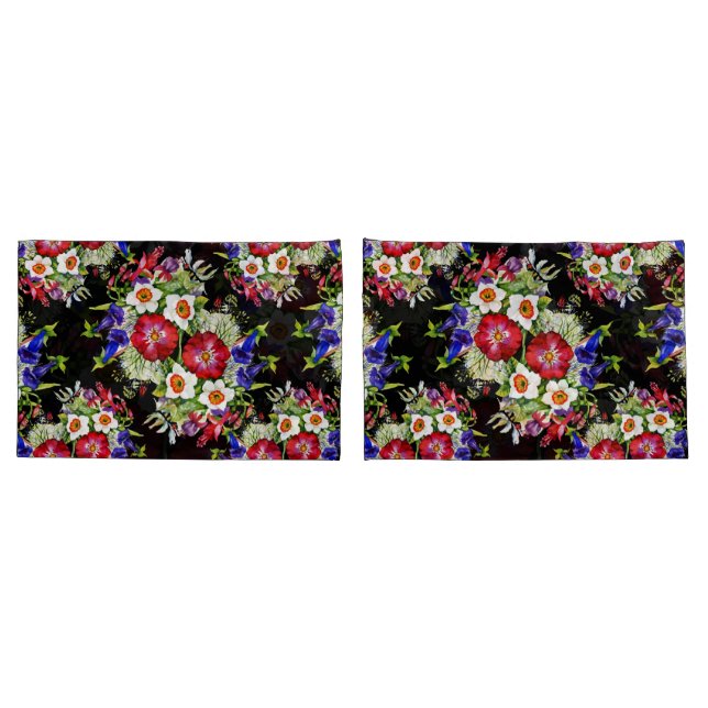 Flores de Jardim Florais Narciso Folhagem Vermelha (Verso - conjunto)