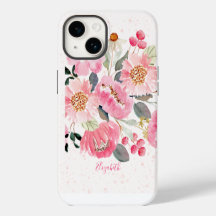 Flores De Jardim Rosa De Aquarela