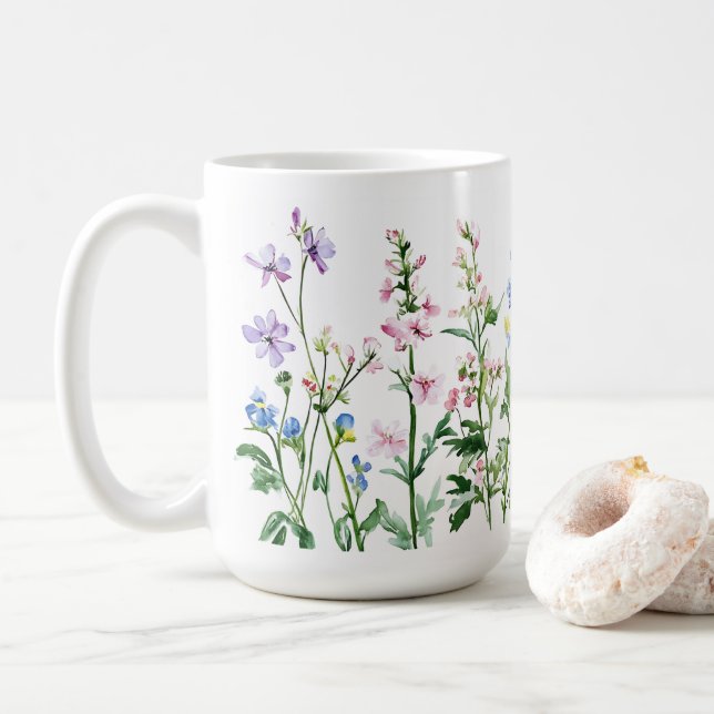 Flores de Jardim Taça Estética 🌼 caneca de café 1 (Com Donut)