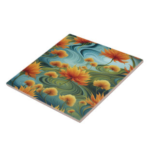 Flores De Laranja Vibrantes Em Meio A Blues De Eng