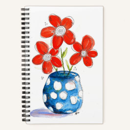 Flores de Laranja Whimsical em Vaso Azul