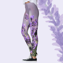 Flores de Lavanda Botânico Floral Leggings Lilás