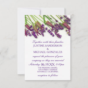 Flores de Lavanda - Convite de Casamento 3X5