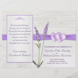 Flores de lavanda, corações no Programa Casamento
