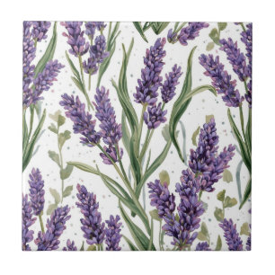 Flores de Lavanda Roxa Botânica Aquarela