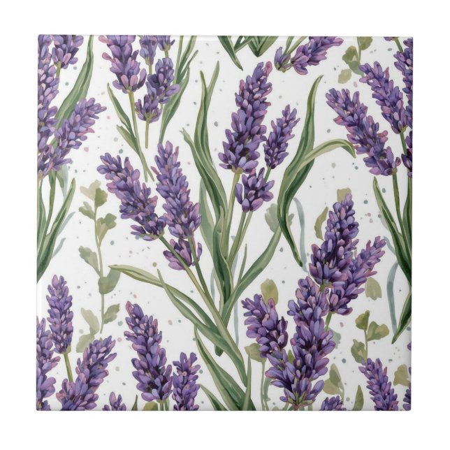 Flores de Lavanda Roxa Botânica Aquarela (Frente)