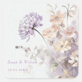 Flores de lilás românticas adesivo de casamento