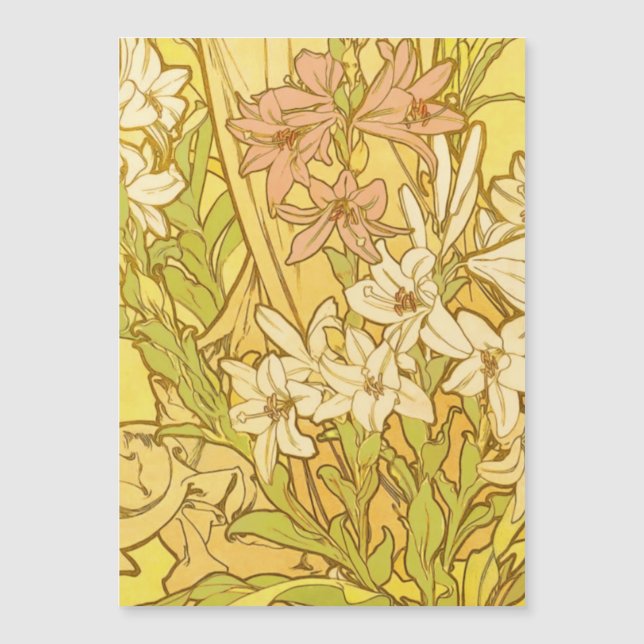 Flores de lírio Art Nouveau de Alfonse Mucha (Frente)