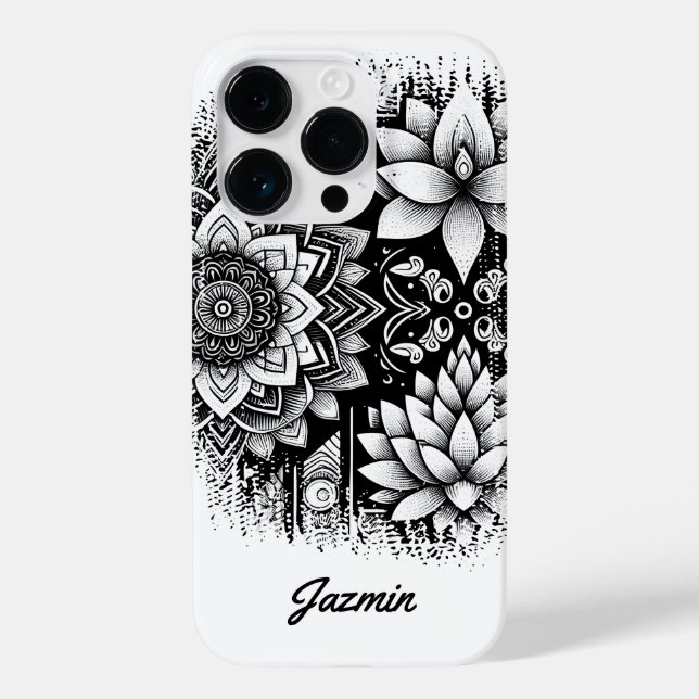 Flores de Lotus e Mandalas a preto e branco (Verso)