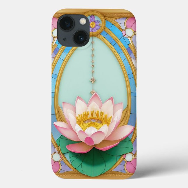 Flores de Lótus em Flor com Moldura Dourada Artíst (Verso)