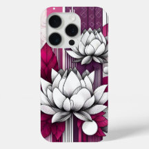 Flores de lótus em preto-e-branco magenta