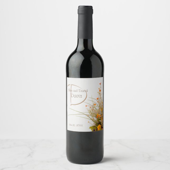 Flores De Madeira Branca: Rótulos De Vinho (Frente)