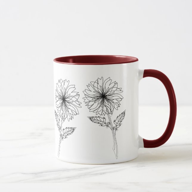 Flores De mãe De Chrysanthemum Que Desenham Caneca (Direita)