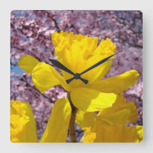 Flores de Narciso Amarelo Relógios de Parede Botõe