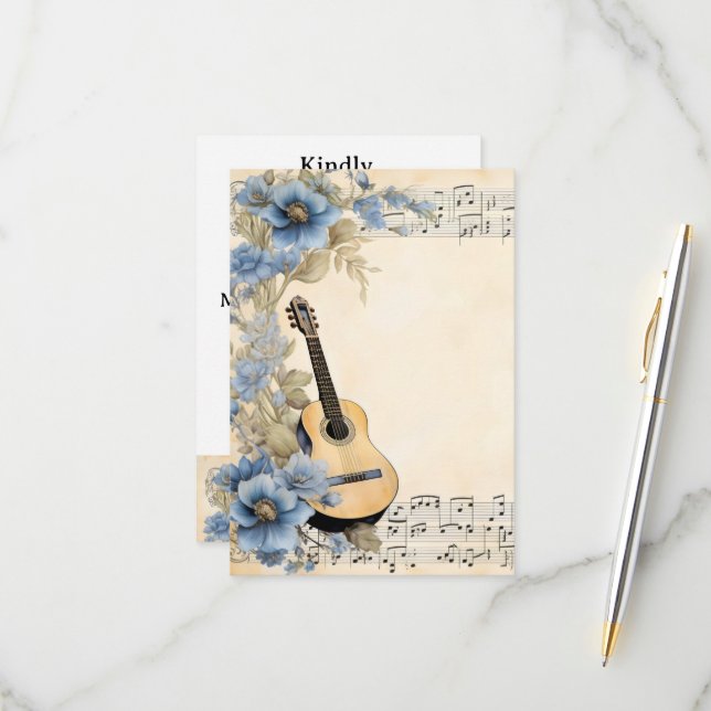 Flores de Notas de Música de Violão (Frente/Verso In Situ)