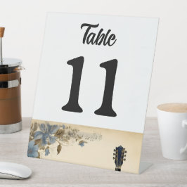 Flores de Notas de Música de Violão Azul